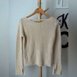 Theory Laora Linen Cotton Sweater Khaki Long Sleeve Size Medium Pull Over Top